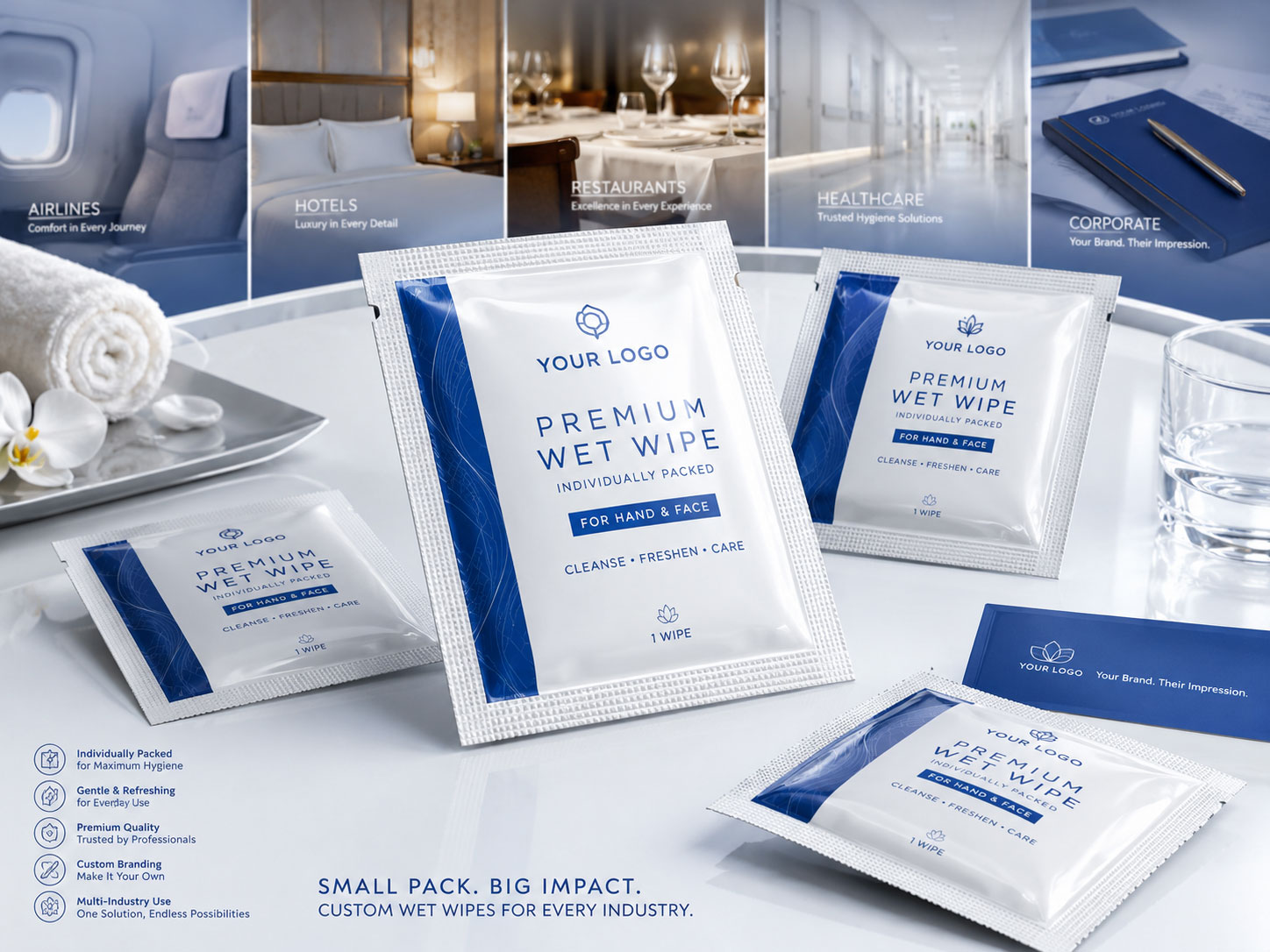 Airline and pocket wipes manufacturer Saudi Arabia — 5Horof ISO certified factory Riyadh